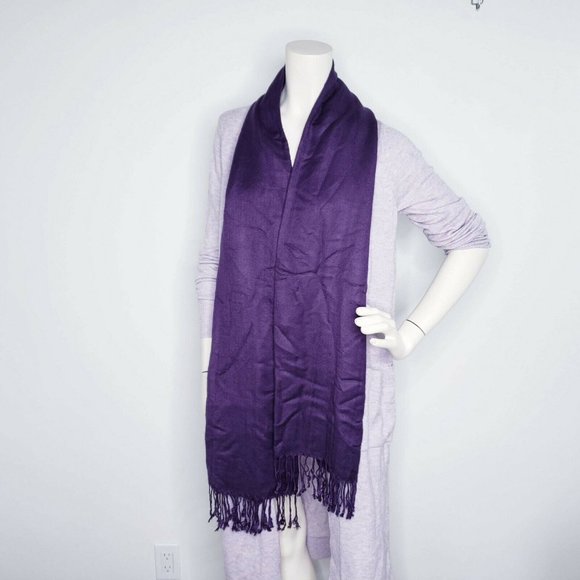 Women Pashmina Purple Wrap Scarf (scarf only) - Picture 2 of 8